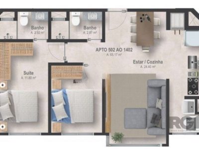 Apartamento à venda com 80m², 2 quartos, 1 suíte, 1 vaga no bairro Navegantes em Capão da Canoa - Foto 3